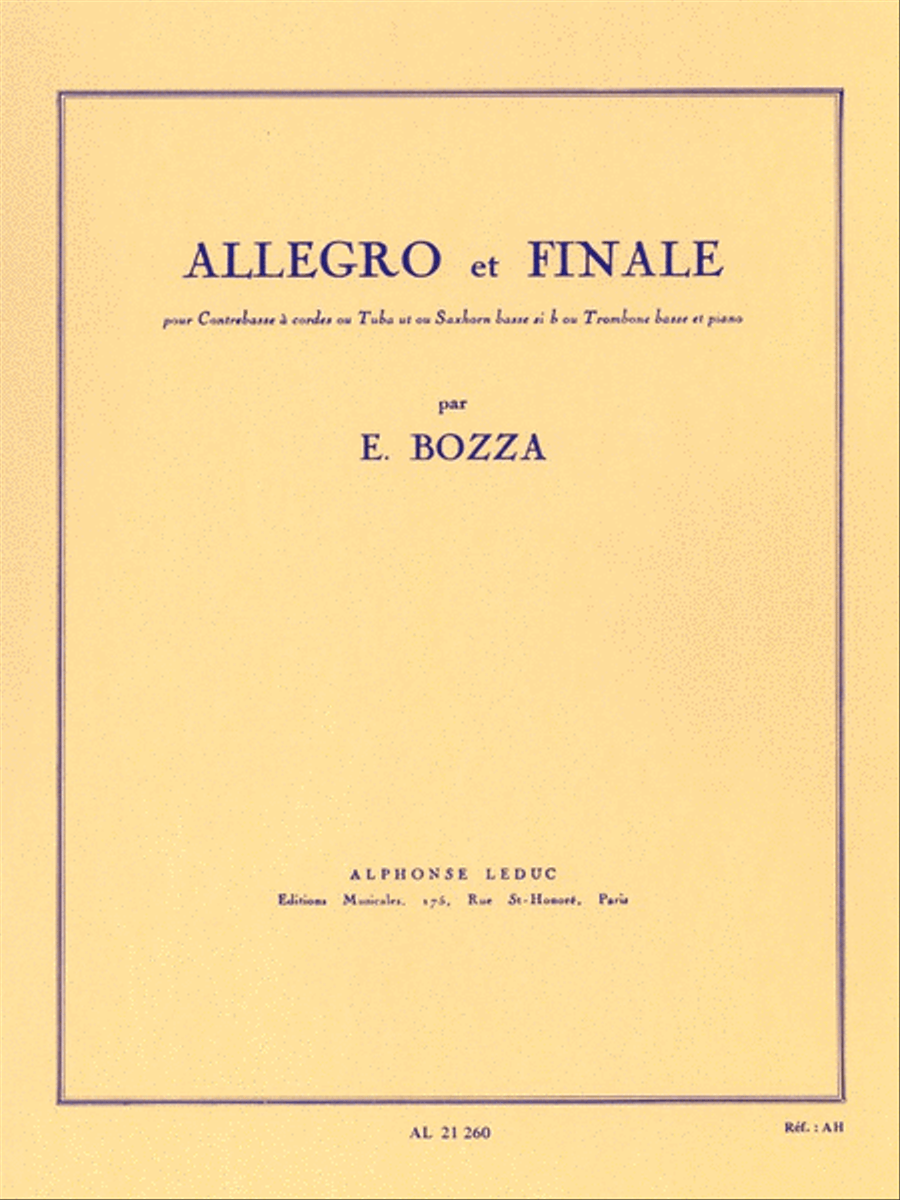 Allegro And Finale, For Double Bass, Tuba, Bass Saxhorn Or Bass Trombone Trombone scores gallery preview page 1