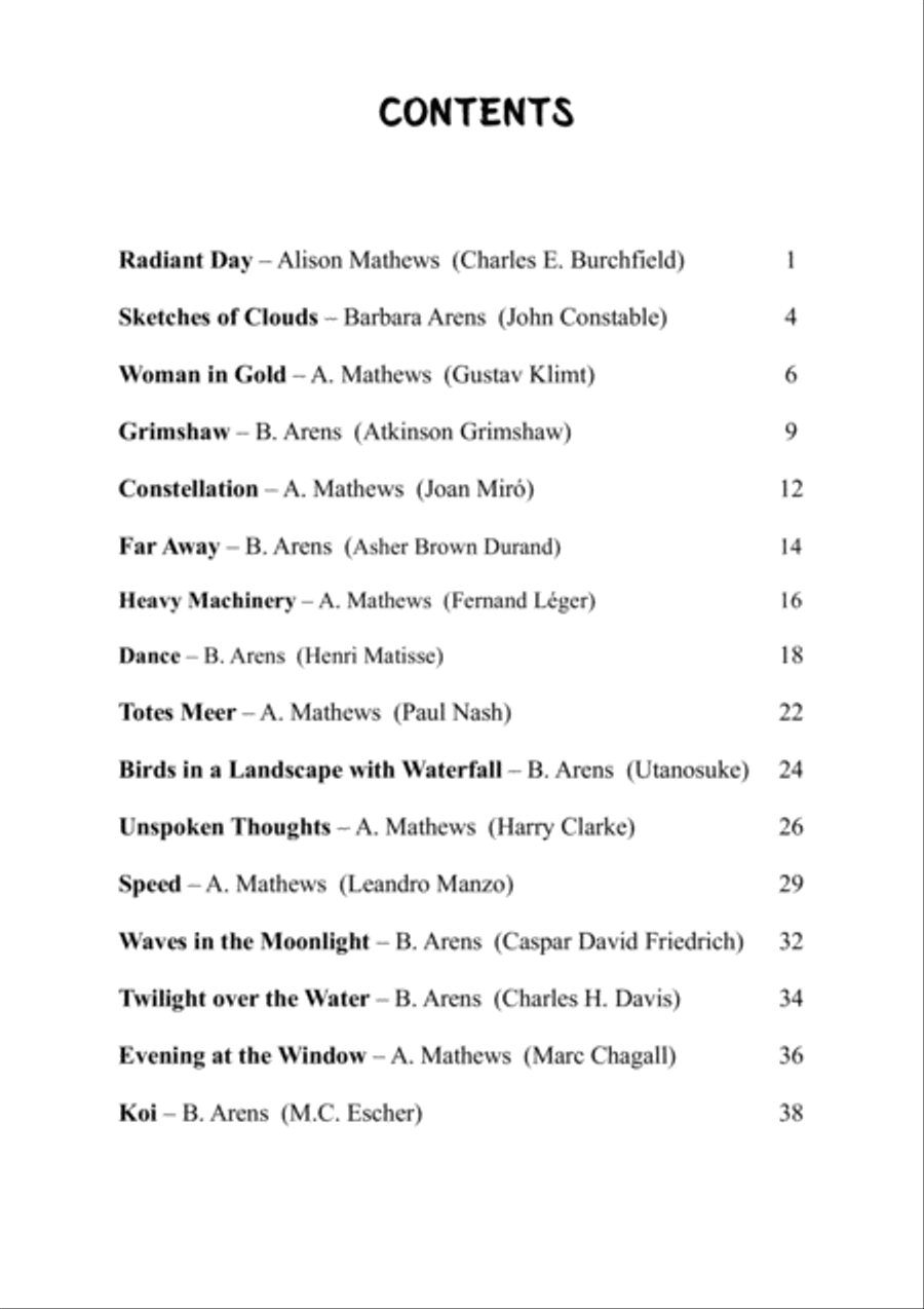 Piano Paintings - 16 Intermediate Piano Solos for Art Lovers Piano Solo scores gallery preview page 4