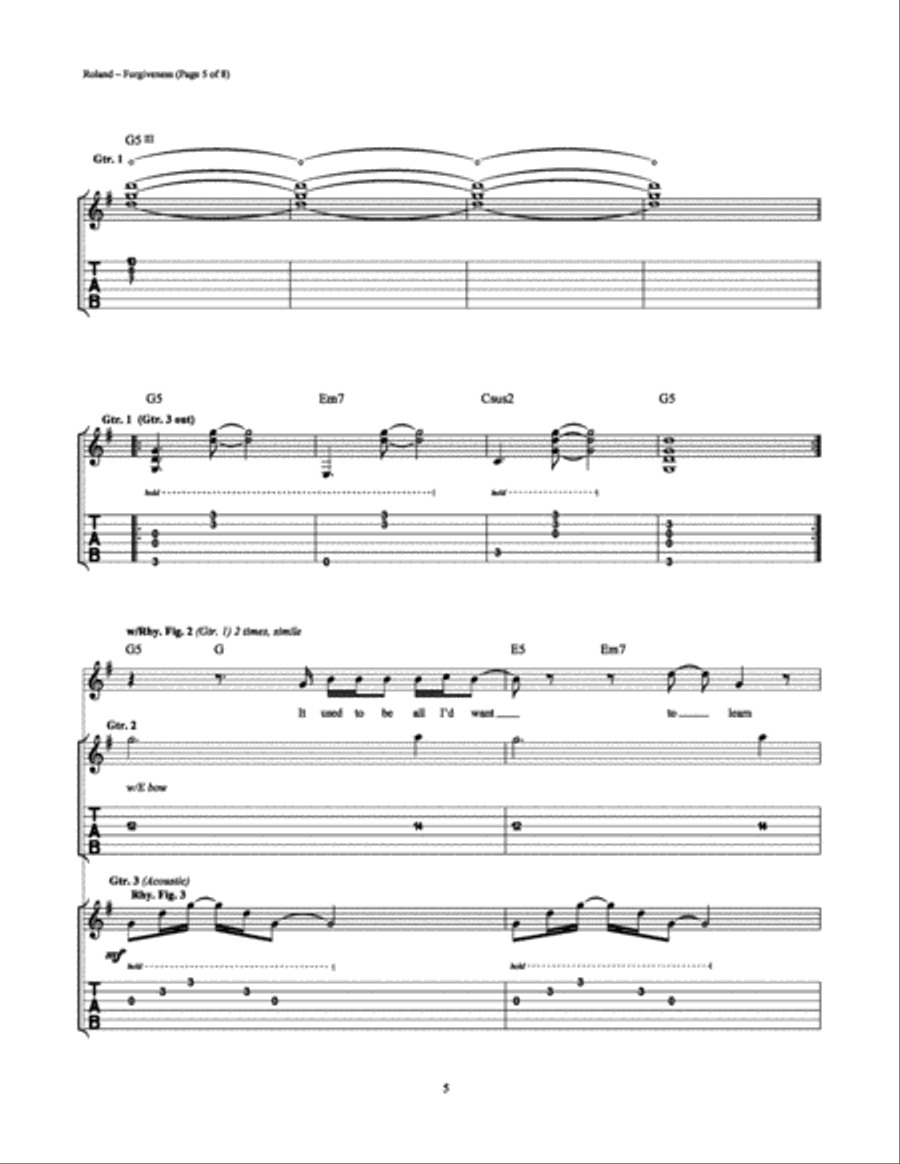 Forgiveness Electric Guitar scores gallery preview page 5