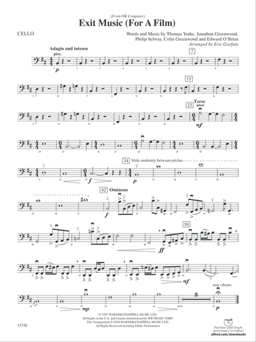 Exit Music (For a Film): Cello String Orchestra scores gallery preview page 1