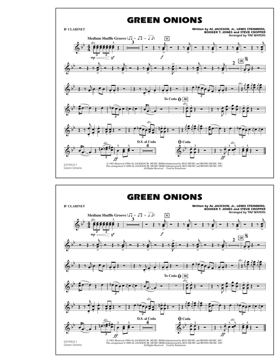 Green Onions - Bb Clarinet Marching Band scores gallery preview page 1
