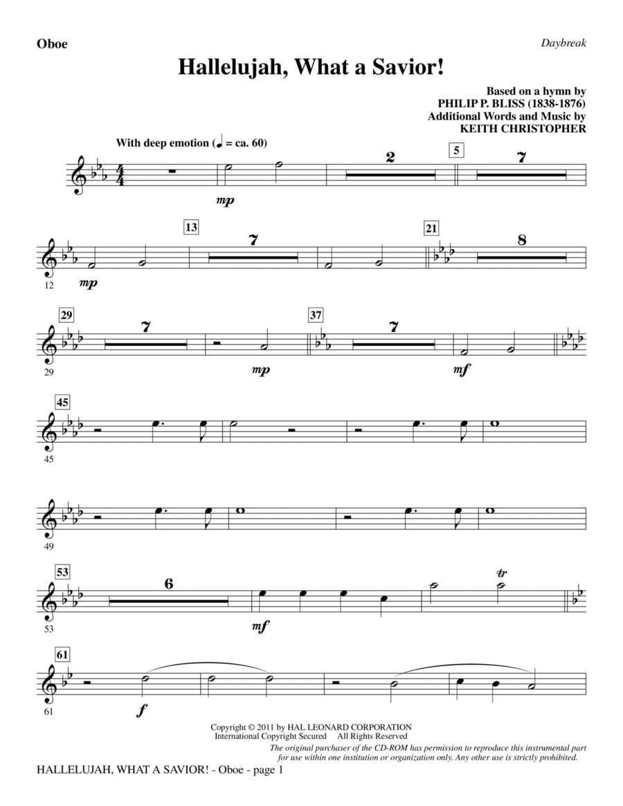 Hallelujah, What A Savior! - Oboe Choir scores gallery preview page 1