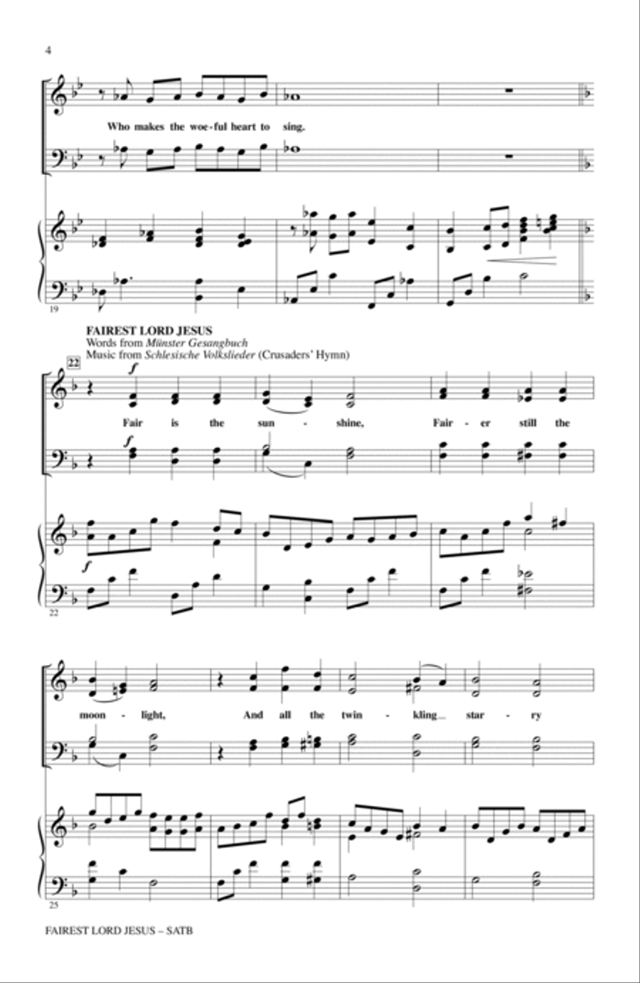 Fairest Lord Jesus Fairest Lord Jesus 4-Part scores gallery preview page 3
