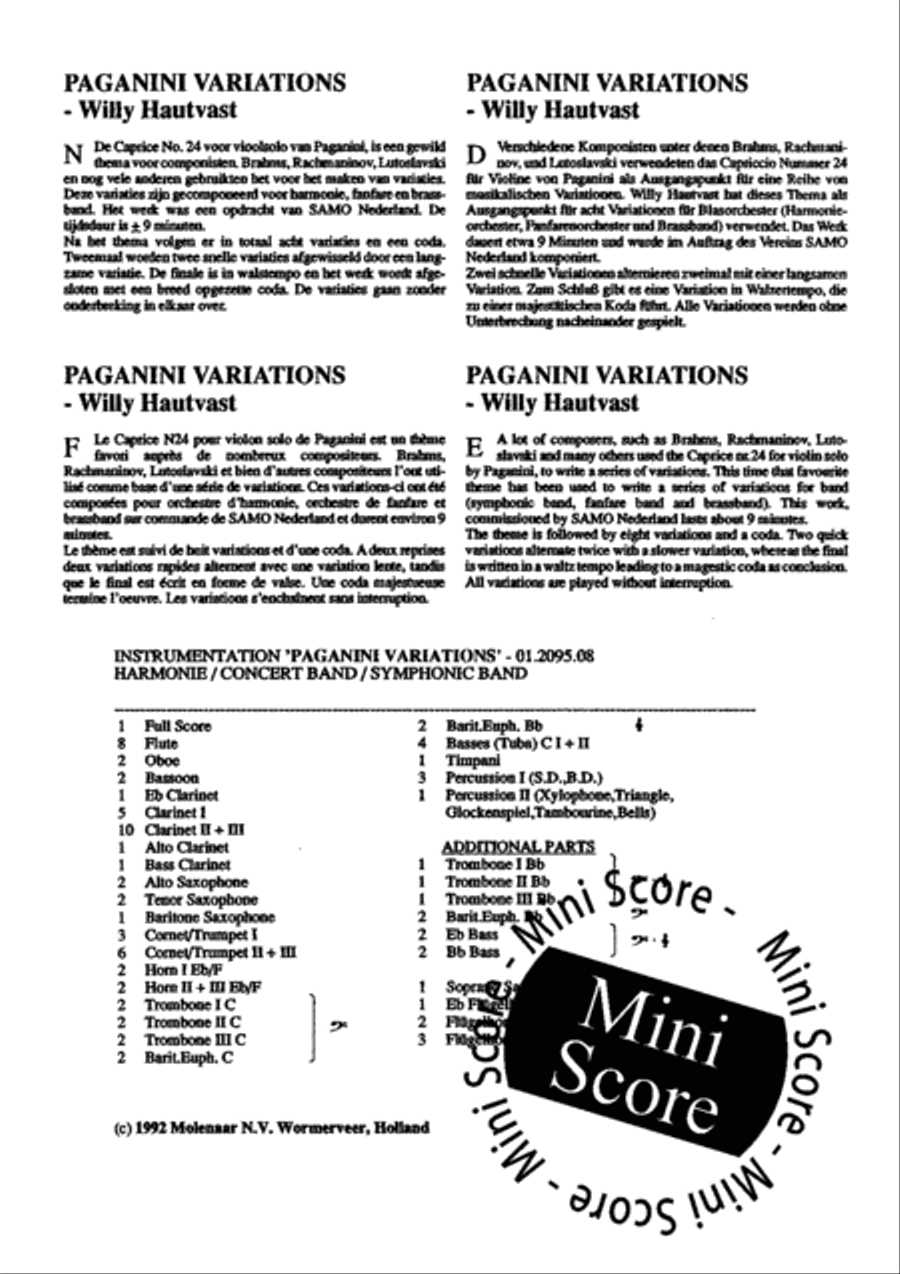 Paganini Variations Paganini Variations Fanfare Band scores gallery preview page 5