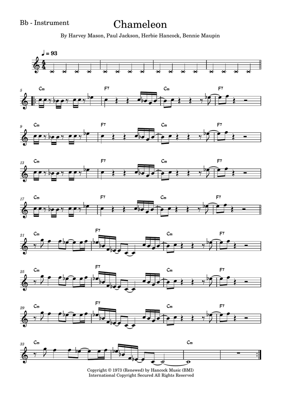 Chameleon B-Flat Trumpet scores gallery preview page 1