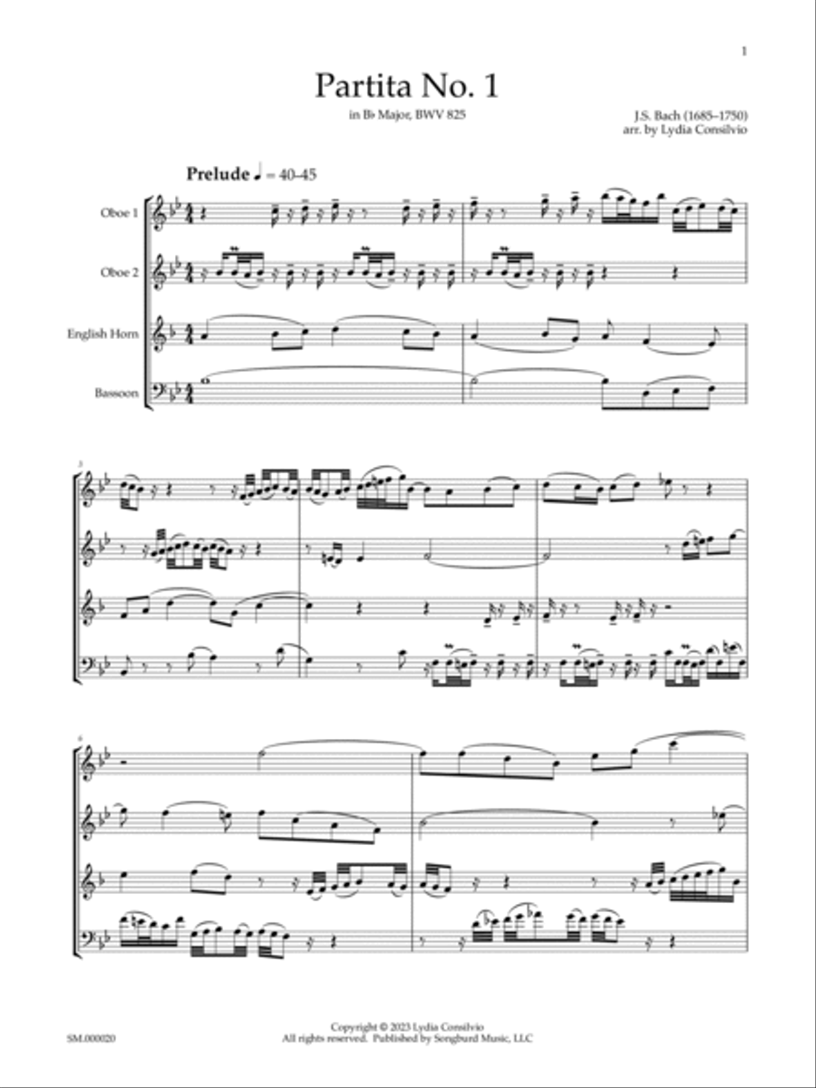 Partita No. 1 in B-Flat Major, BWV 825 Woodwind Ensemble scores gallery preview page 3