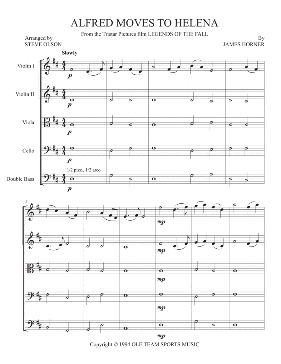 Alfred Moves To Helena Alfred Moves To Helena String Orchestra scores gallery preview page 1