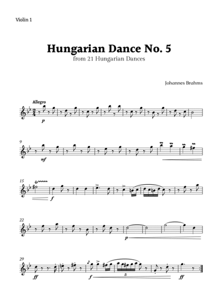 Hungarian Dance No. 5 by Brahms for Violin Trio image number null