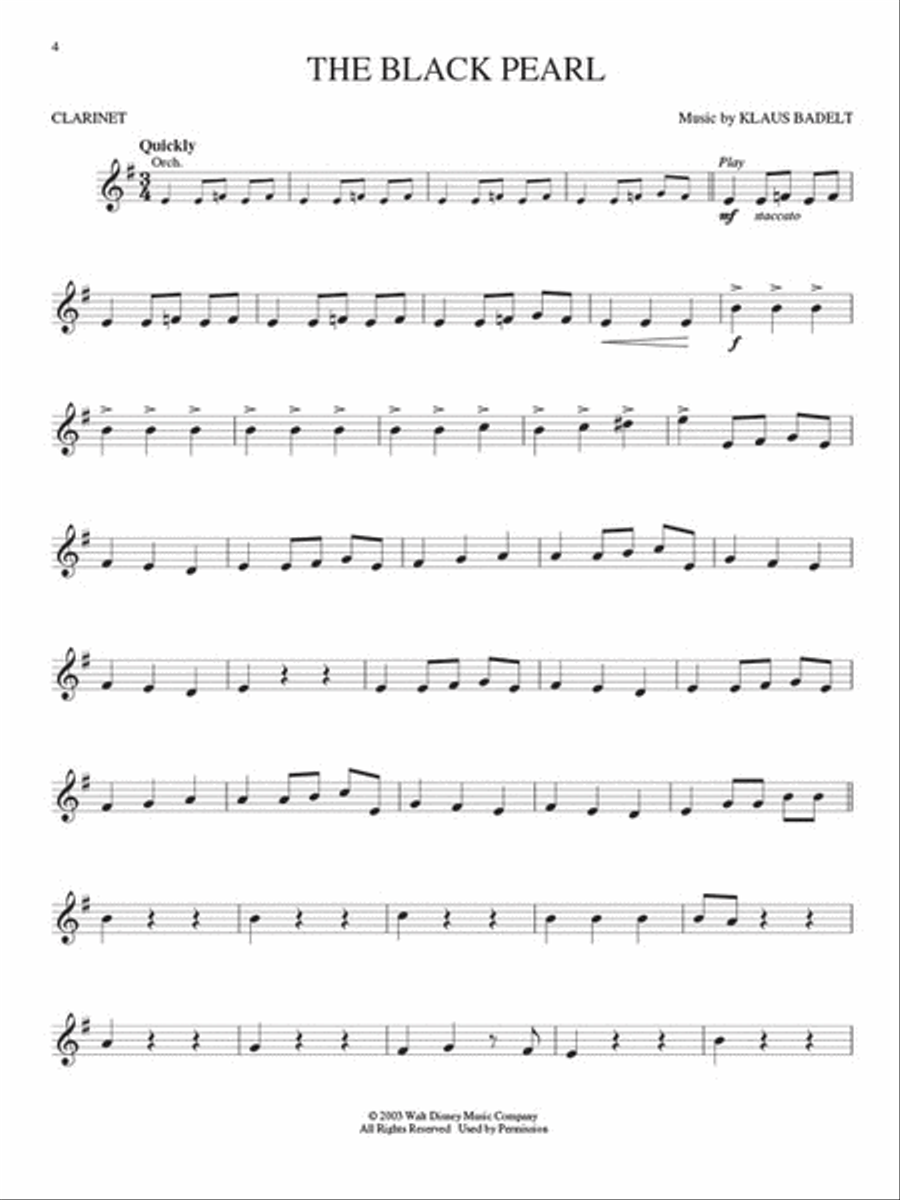 Pirates of the Caribbean (Clarinet) Clarinet Solo scores gallery preview page 3