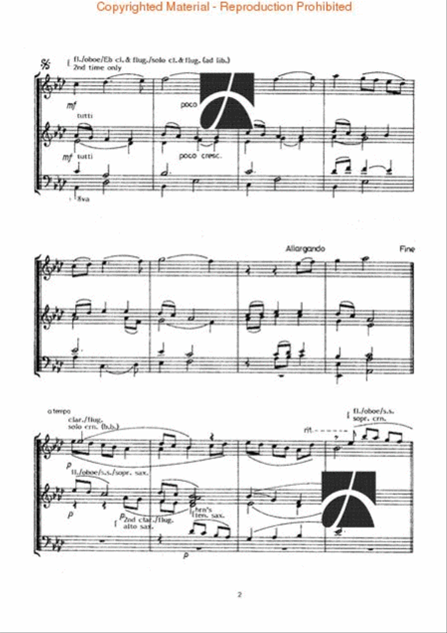 Two Carols Score Only Concert Band scores gallery preview page 3
