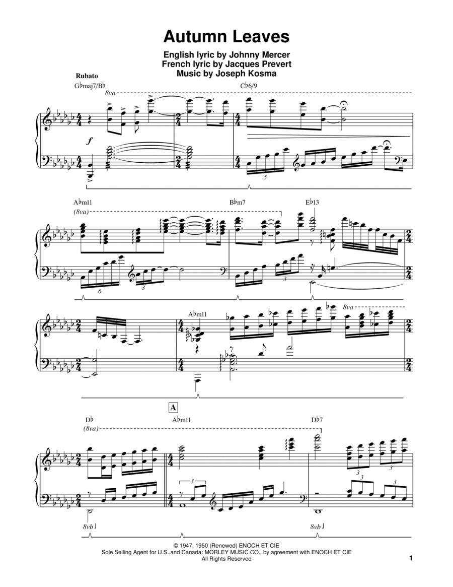 Autumn Leaves Piano scores gallery preview page 1