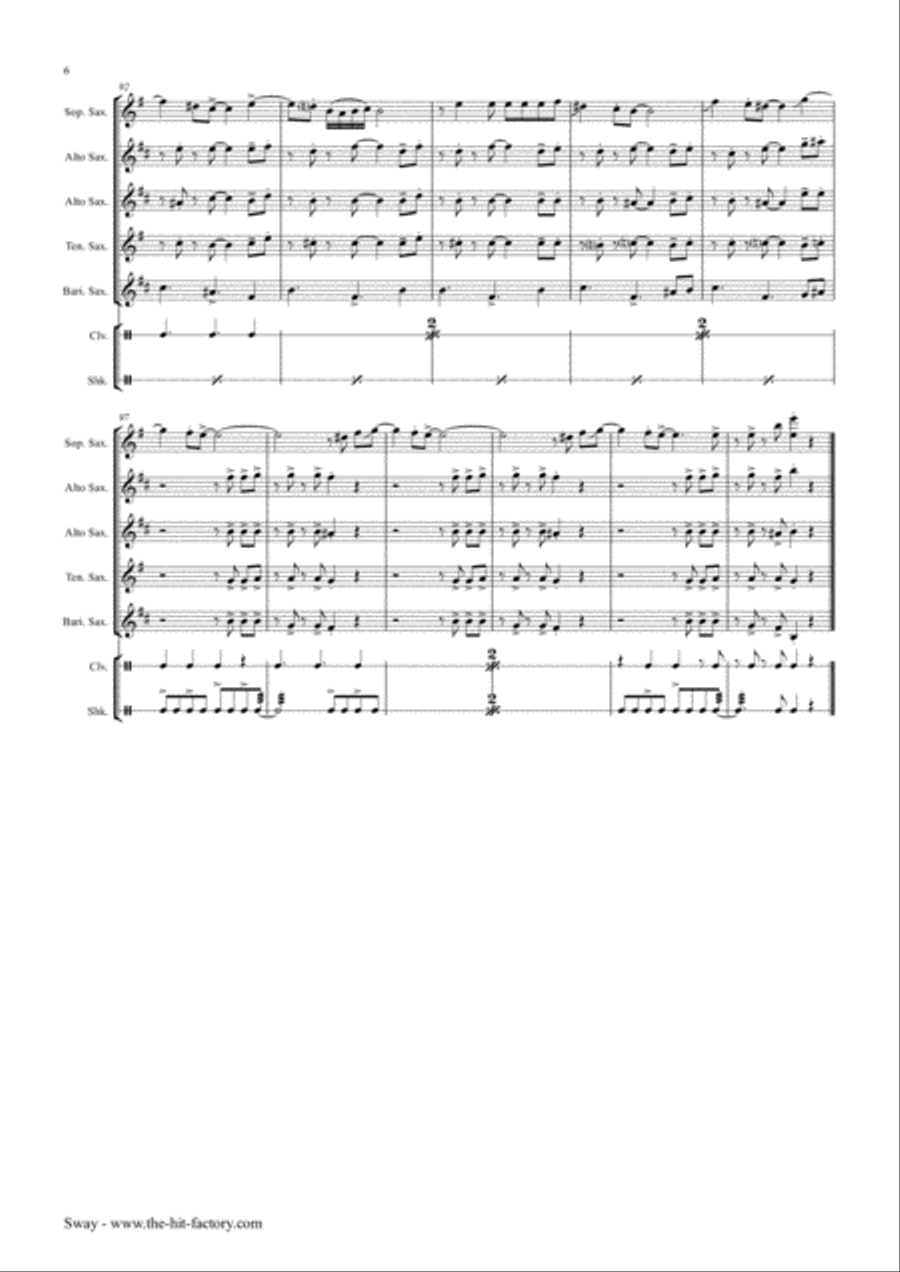 Sway (Quien Sera) Woodwind Quintet scores gallery preview page 6