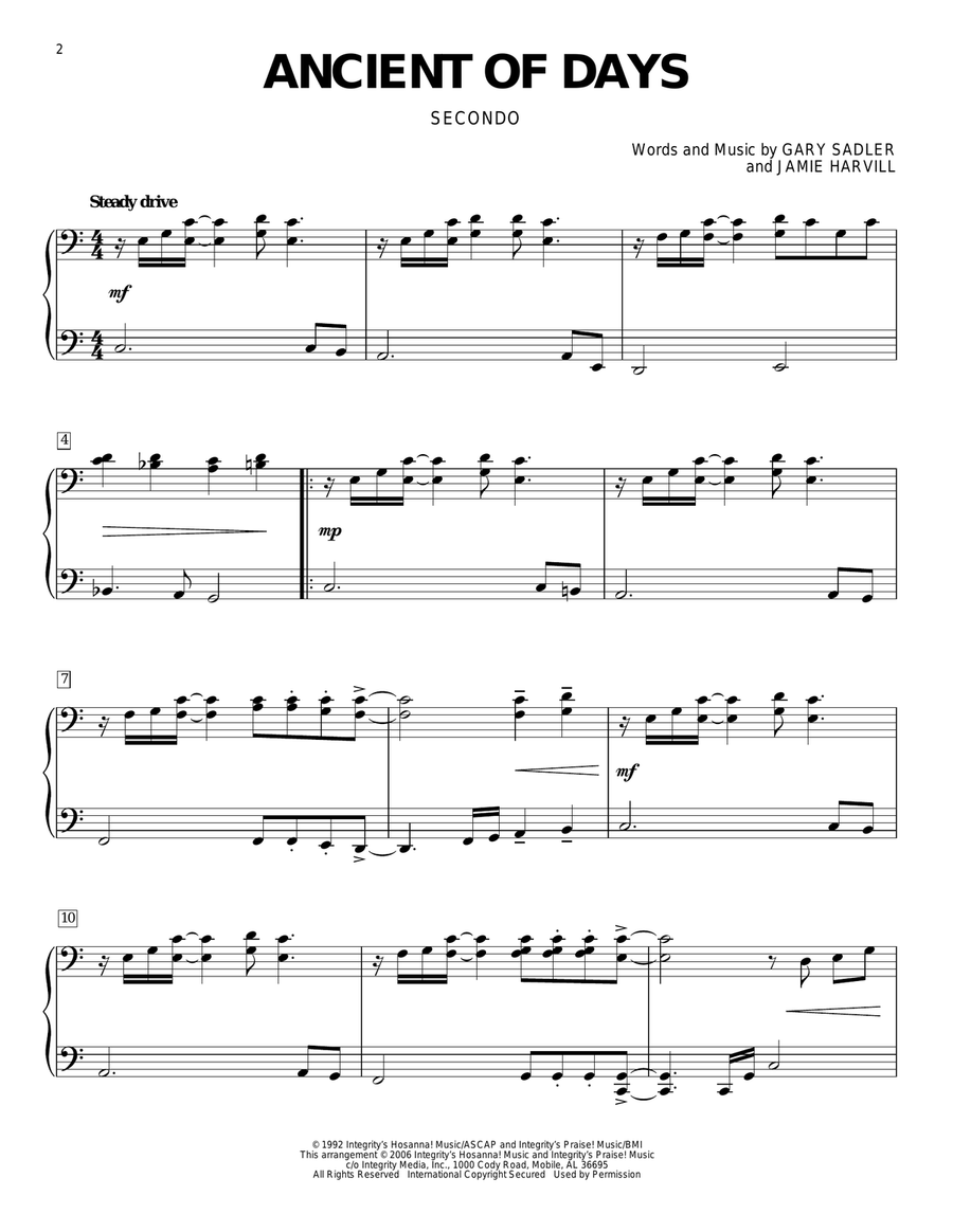 Ancient Of Days Piano Duet scores gallery preview page 1