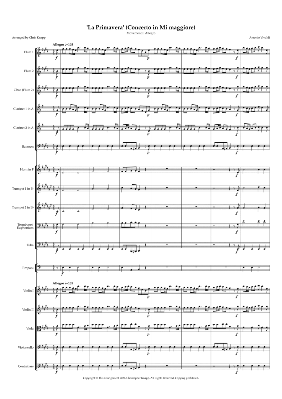 'Spring' from The Four Seasons Full Orchestra scores gallery preview page 1