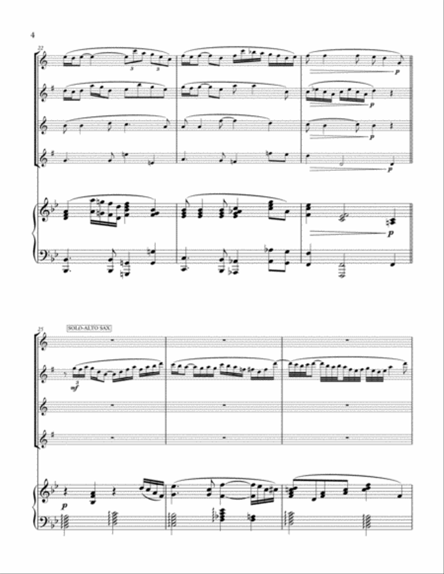She Glides As She Walks (for sax quartet and piano) Small Ensemble scores gallery preview page 4