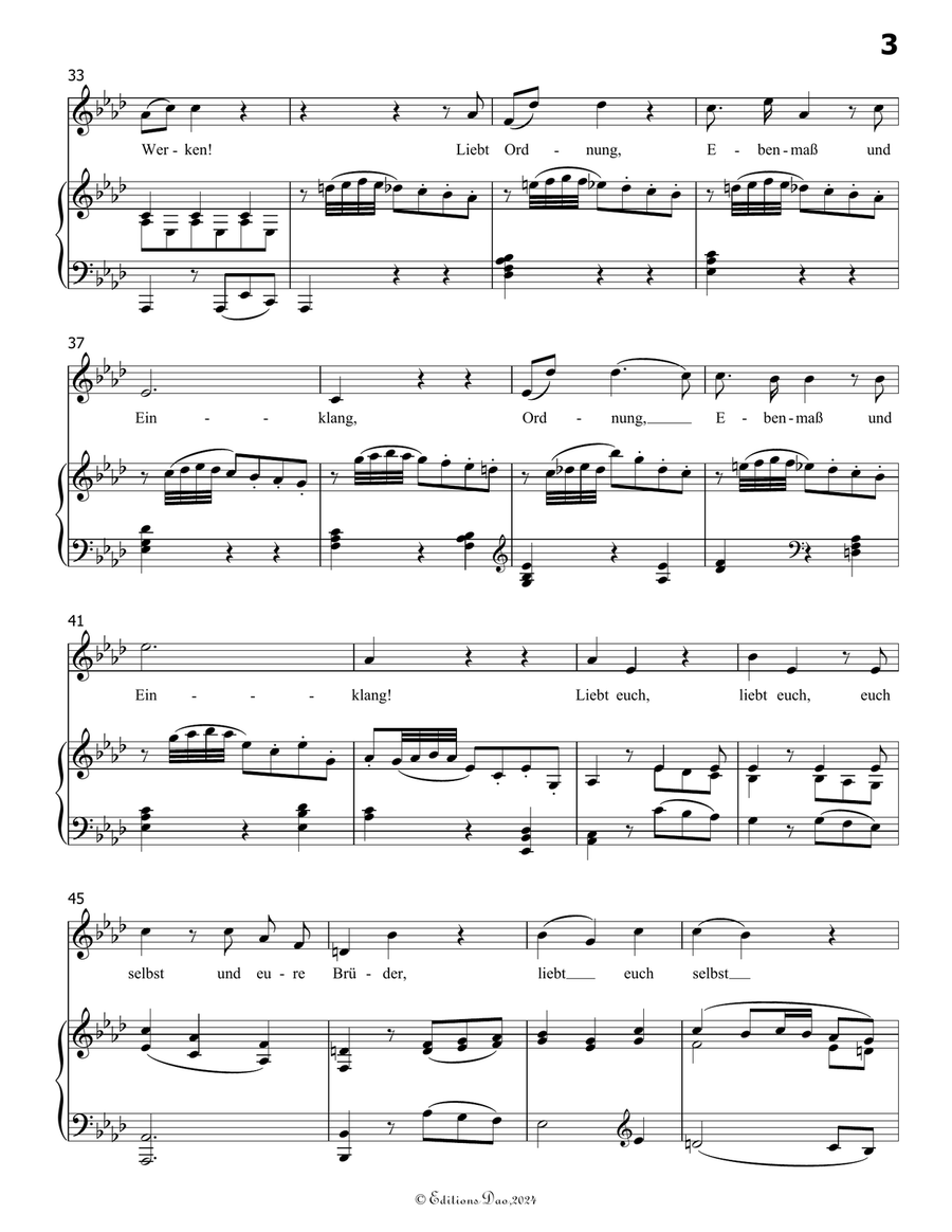 Die ihr des unermeβlichen weltalls, by Mozart, K.V.619, in A flat Major Piano, Vocal scores gallery preview page 5