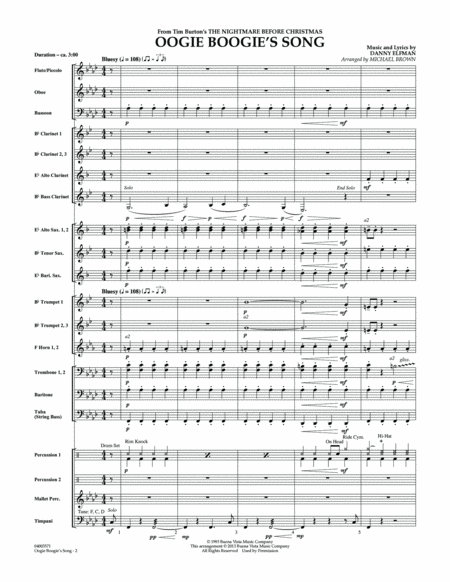 Oogie Boogie's Song (from The Nightmare Before Christmas) - Conductor Score (Full Score)