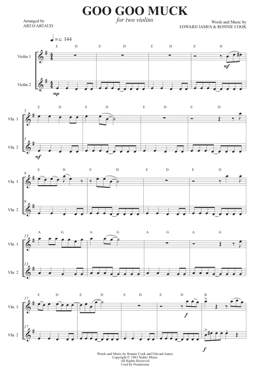 Goo Goo Muck Easy Piano scores gallery preview page 1