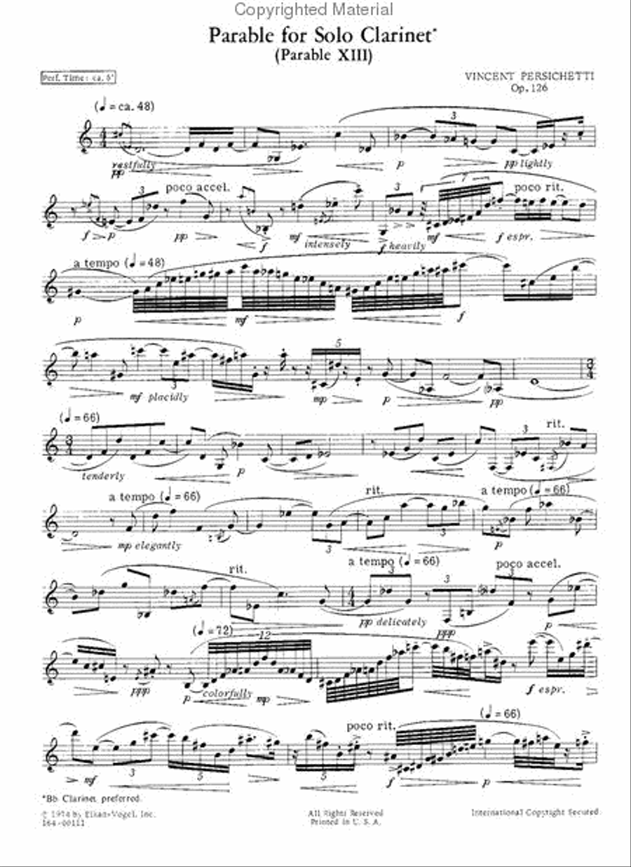 Parable For Solo Clarinet Chamber Music scores gallery preview page 2