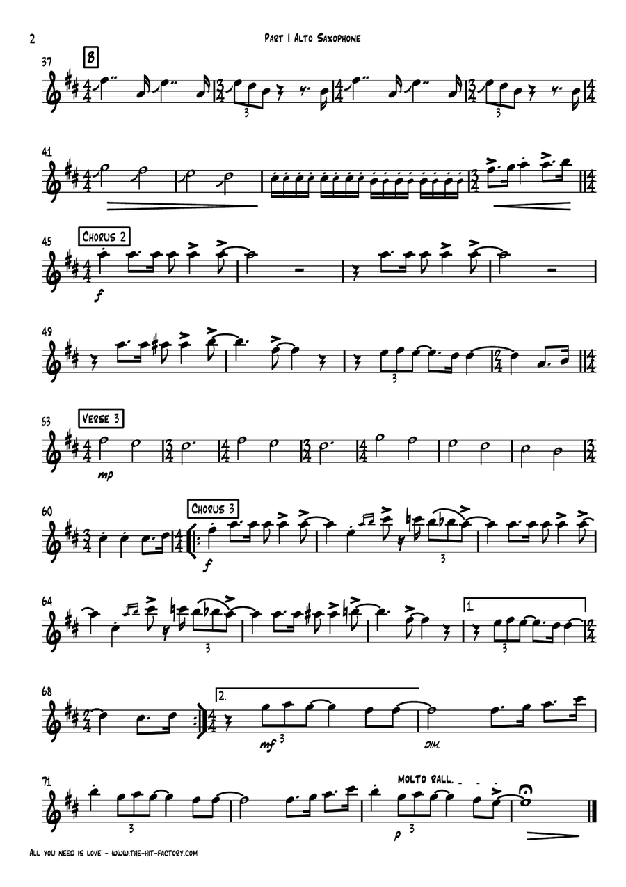 All You Need Is Love Saxophone Quartet scores gallery preview page 6