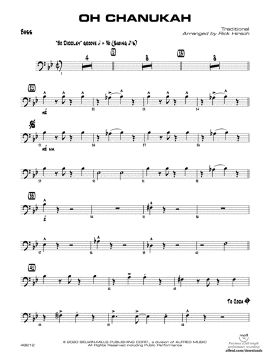 Oh Chanukah: String Bass Jazz Ensemble scores gallery preview page 1