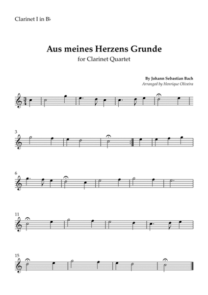 Bach's Choral - "Aus meines Herzens Grunde" (Clarinet Quartet) image number null