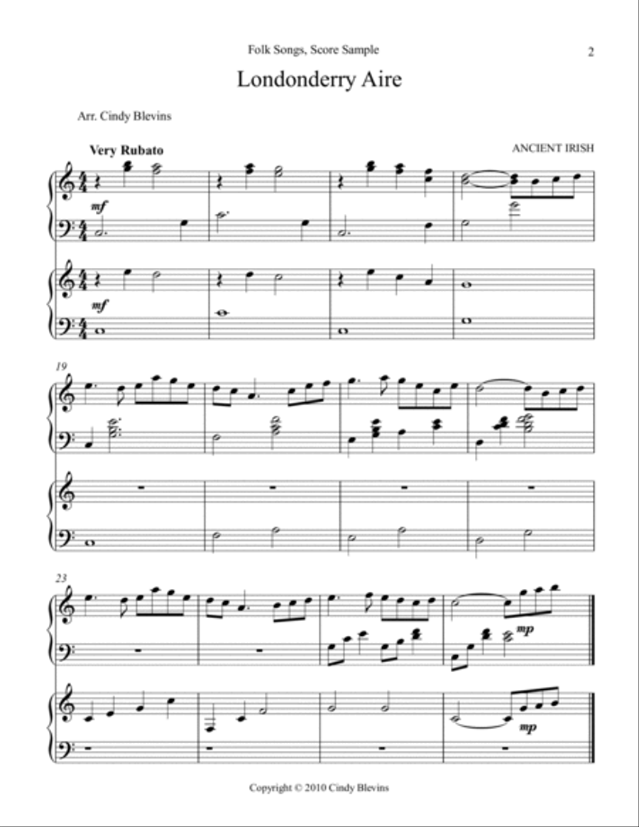 Folk Songs, Harp Duet Collection (10 arrangements) Harp scores gallery preview page 3