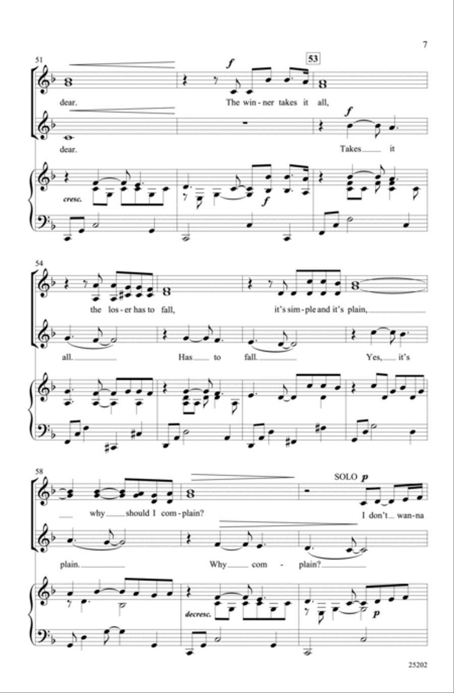 The Winner Takes It All Choir scores gallery preview page 6