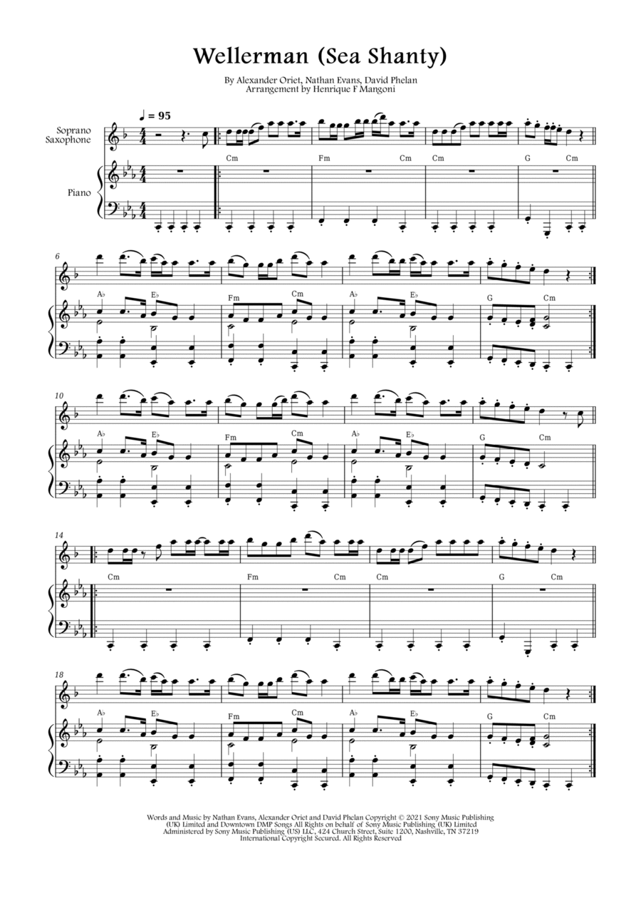 Wellerman Soprano Saxophone scores gallery preview page 1