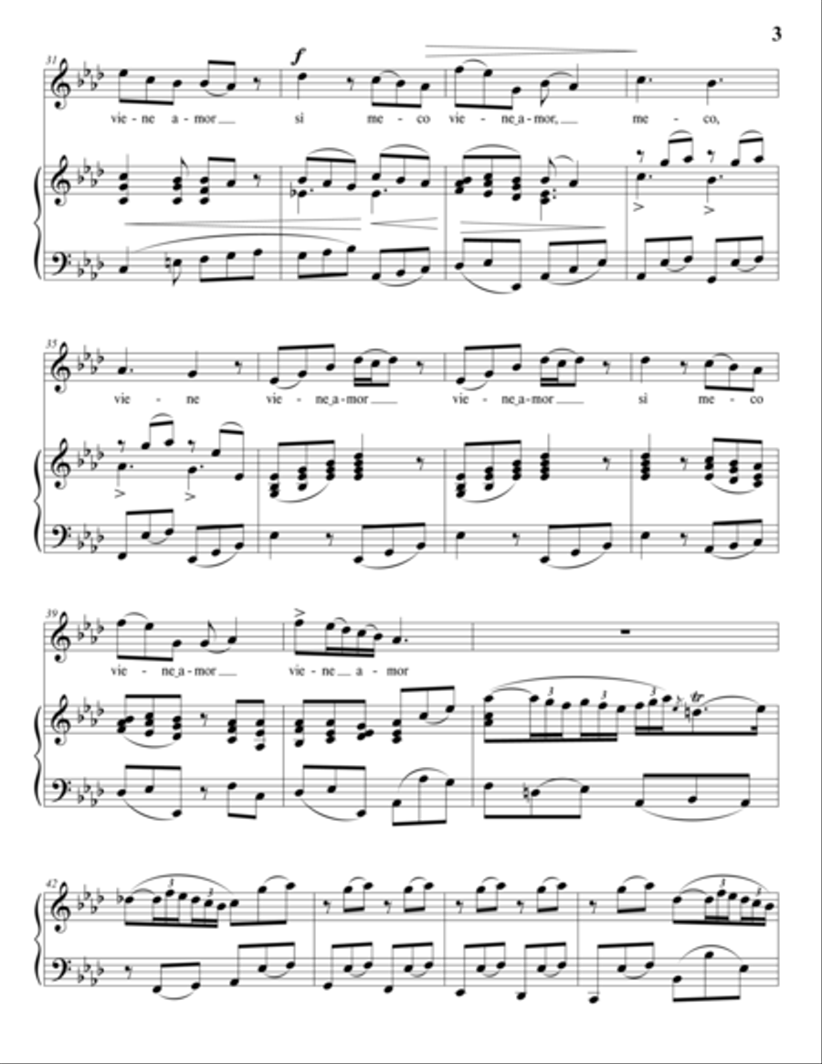 VINCI: Teco, sì, vengo anch'io (transposed to A-flat major) Voice scores gallery preview page 4