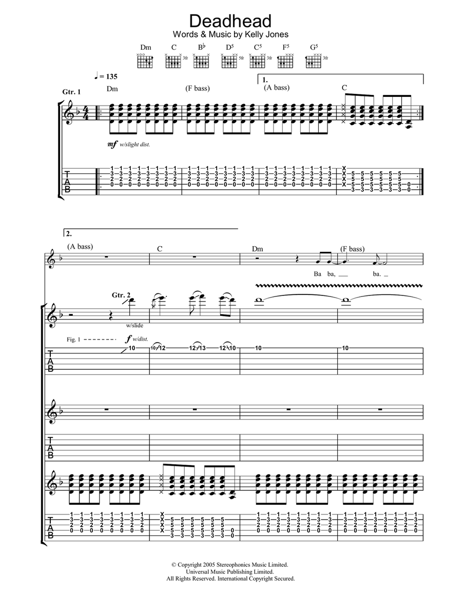 Deadhead Guitar Tablature scores gallery preview page 1