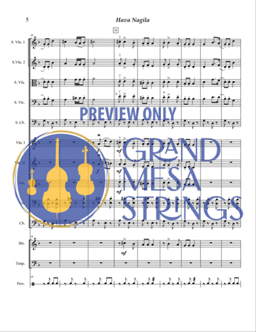 Hava Nagila Hava Nagila String Orchestra scores gallery preview page 6