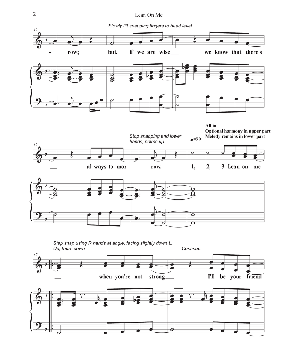 Lean On Me Unison Choir scores gallery preview page 2