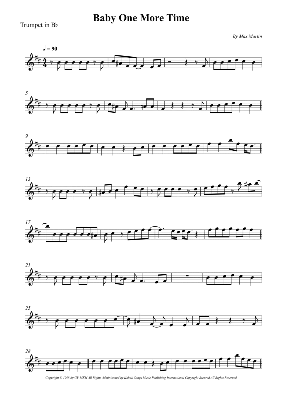 ...baby One More Time ...baby One More Time B-Flat Trumpet scores gallery preview page 1
