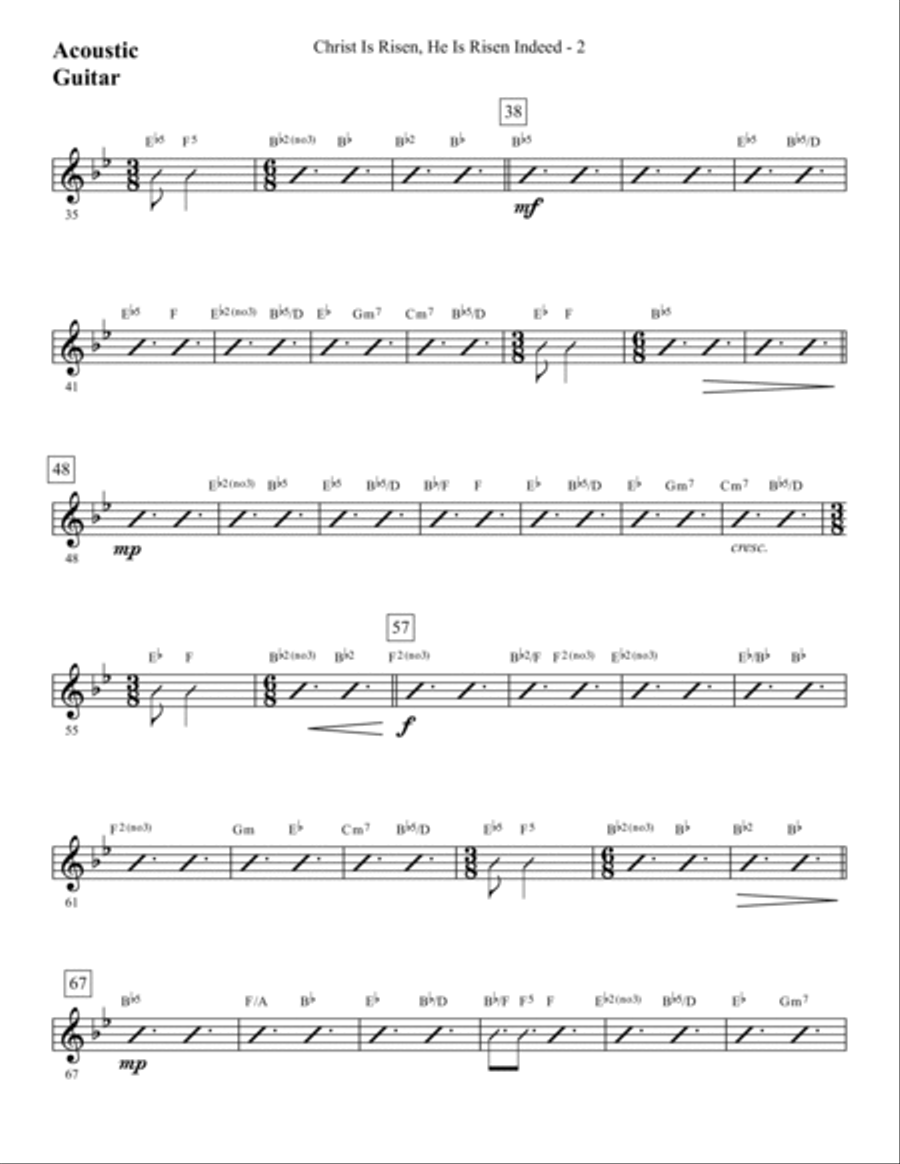 Christ Is Risen, He Is Risen Indeed - Acoustic Guitar Choir scores gallery preview page 2