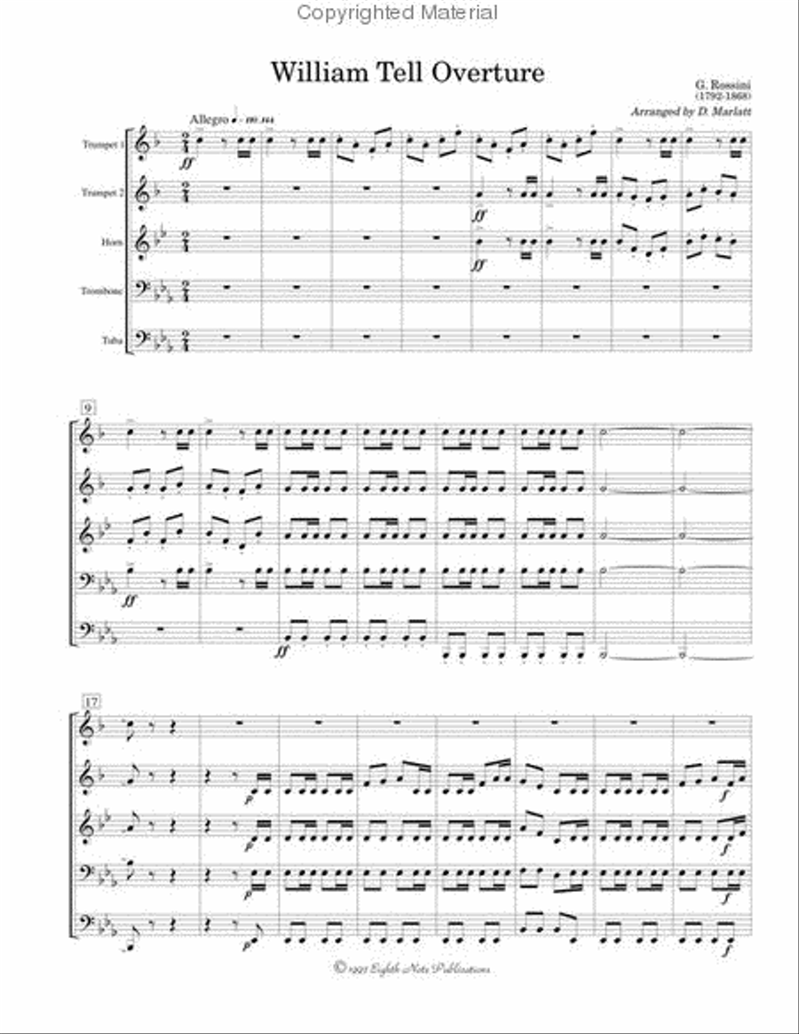 William Tell Overture Brass Quintet scores gallery preview page 2