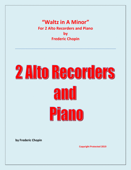 Waltz in A Minor (Chopin) - 2 Alto Recorders and Piano image number null