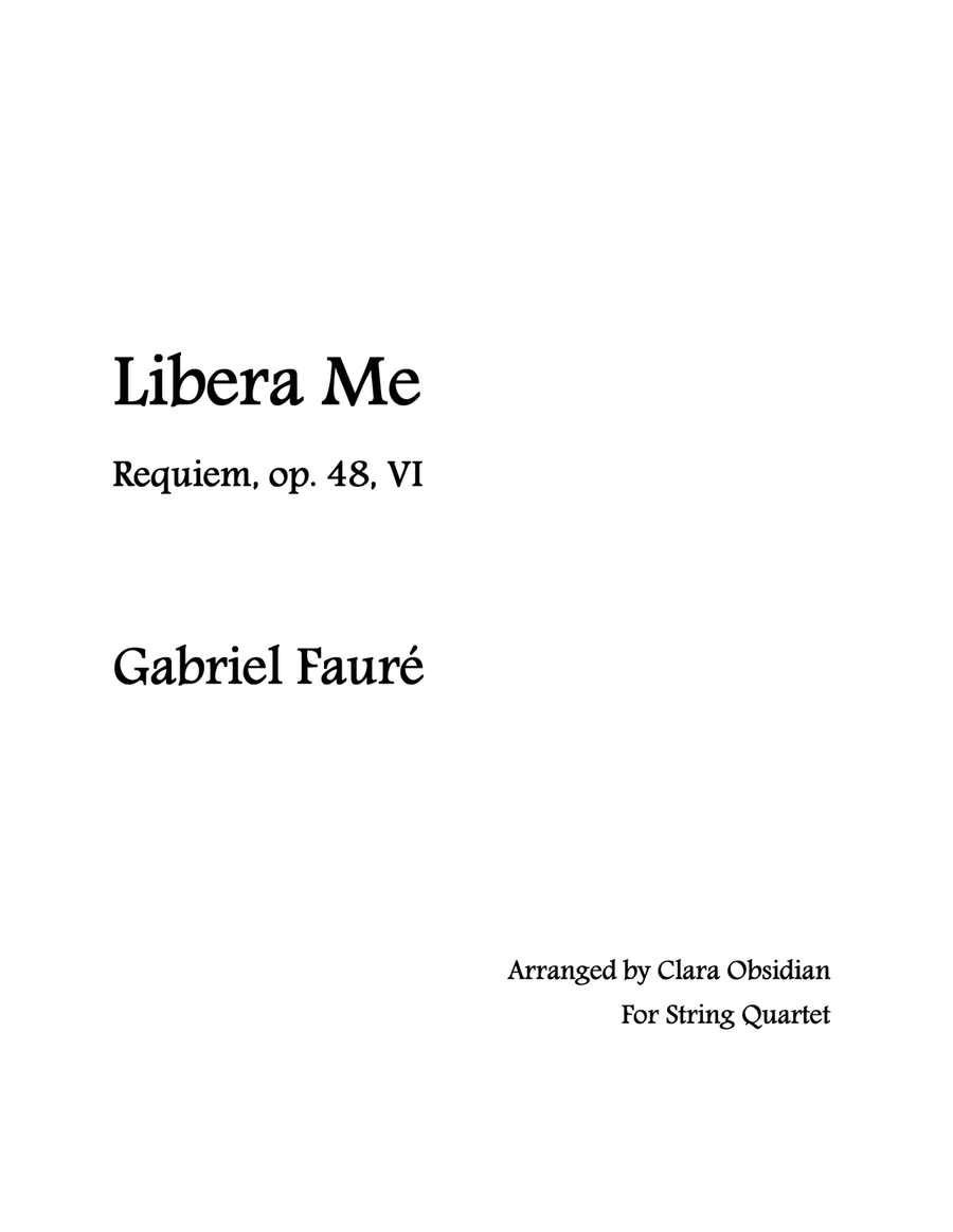 G. Fauré: Libera Me (Requiem, Op. 48) for String Quartet String Quartet scores gallery preview page 1