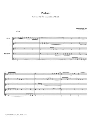 Prelude 11 from Well-Tempered Clavier, Book 2 (Clarinet Quintet)