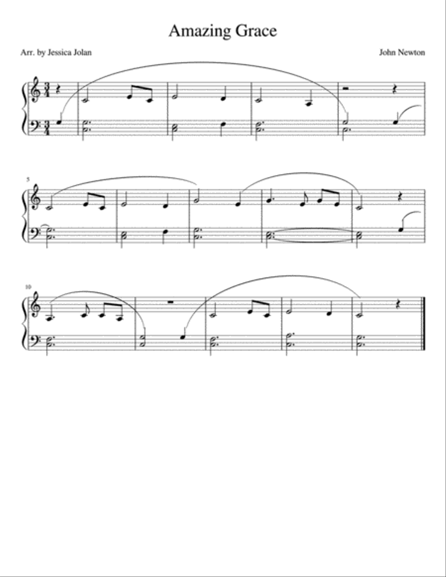 Amazing Grace-- easy piano Easy Piano scores gallery preview page 1