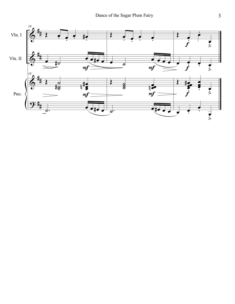Dance of the Sugar Plum Fairy (Violin Duet with Piano Accompaniment) String Duet scores gallery preview page 3