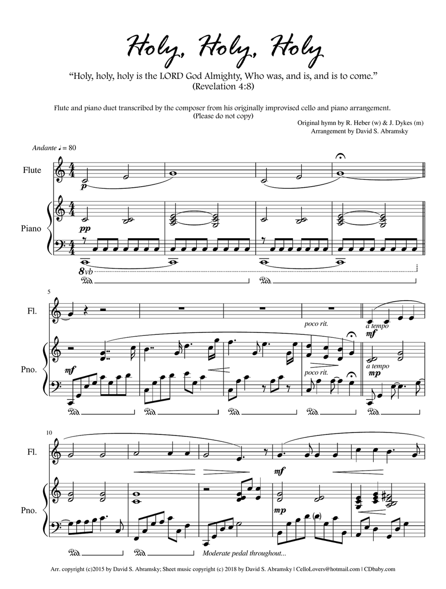 Holy, Holy, Holy (arr. for flute and piano) Flute Solo scores gallery preview page 1
