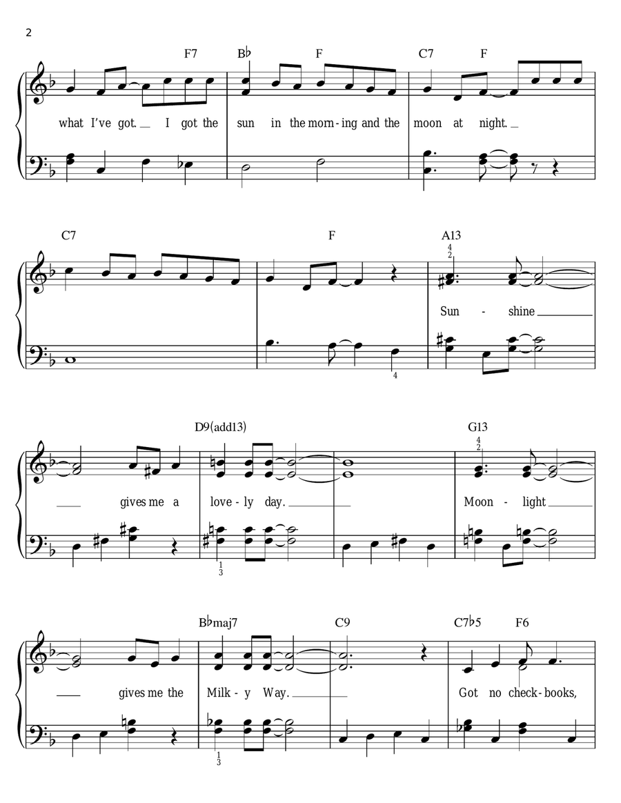 I Got The Sun In The Morning Easy Piano scores gallery preview page 2