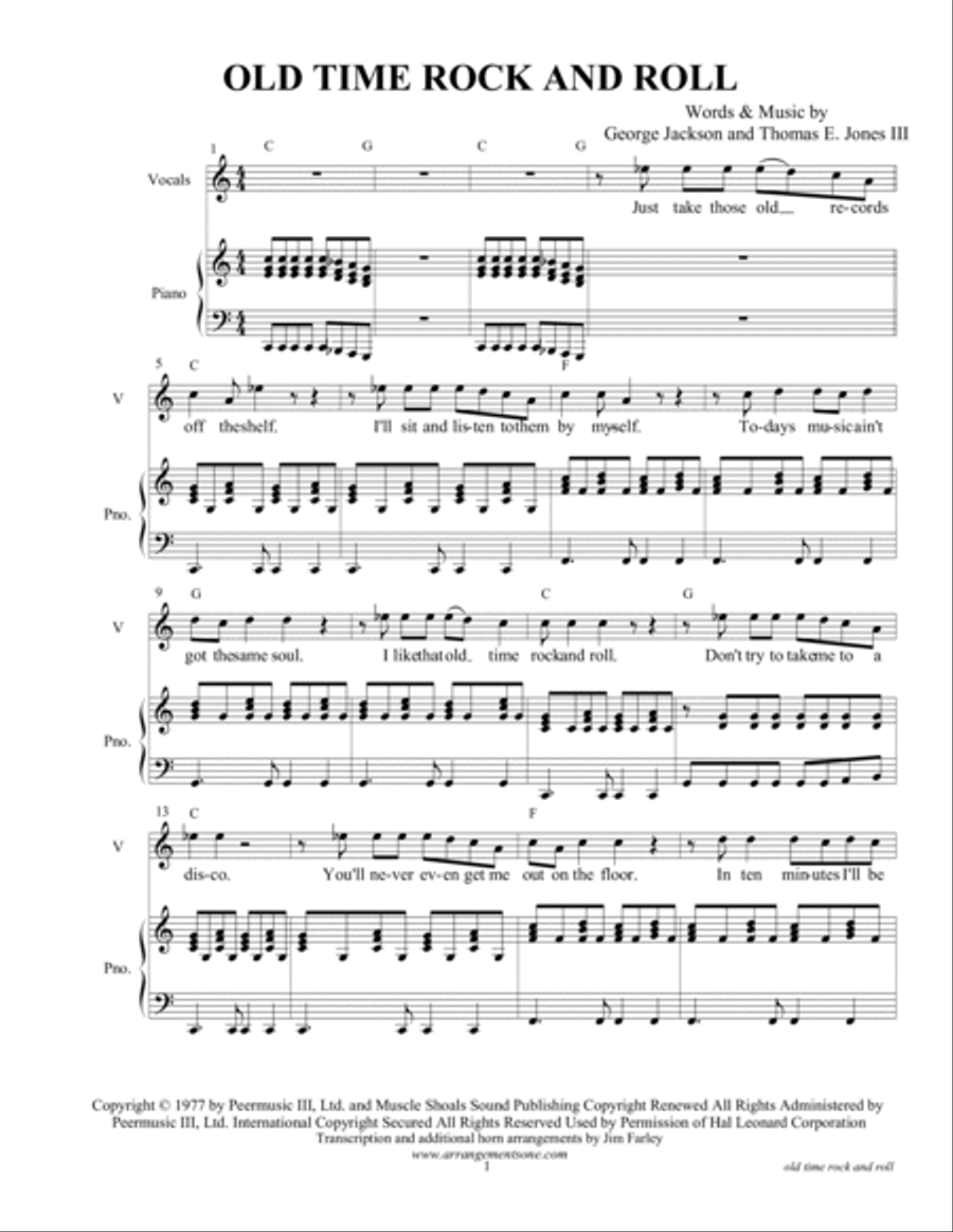 Old Time Rock & Roll Piano, Vocal, Guitar scores gallery preview page 3