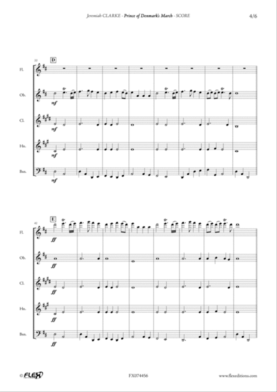 Prince of Denmark's March Woodwind Quintet scores gallery preview page 4