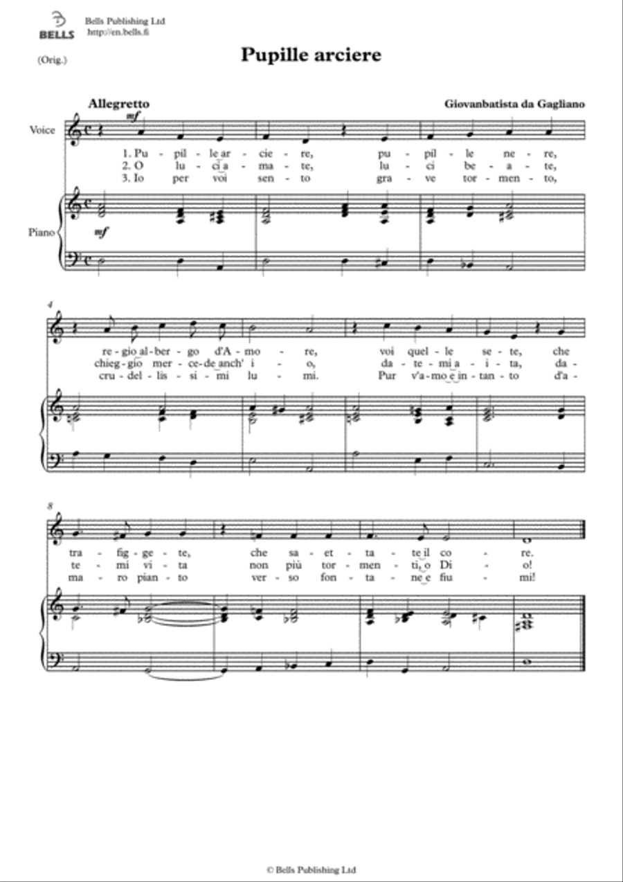Pupille arciere (Original key. A minor) Voice Solo scores gallery preview page 1