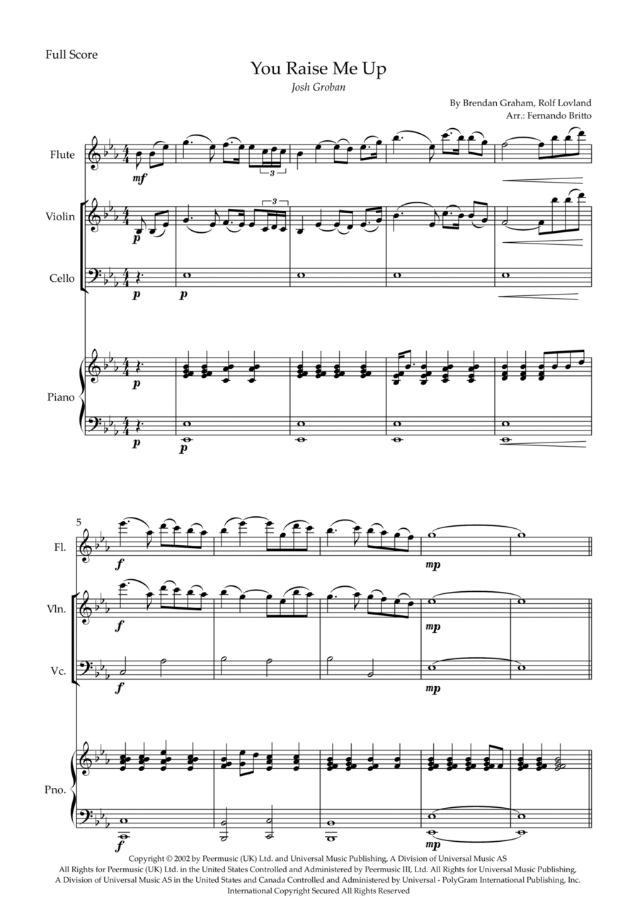 You Raise Me Up Small Ensemble scores gallery preview page 1