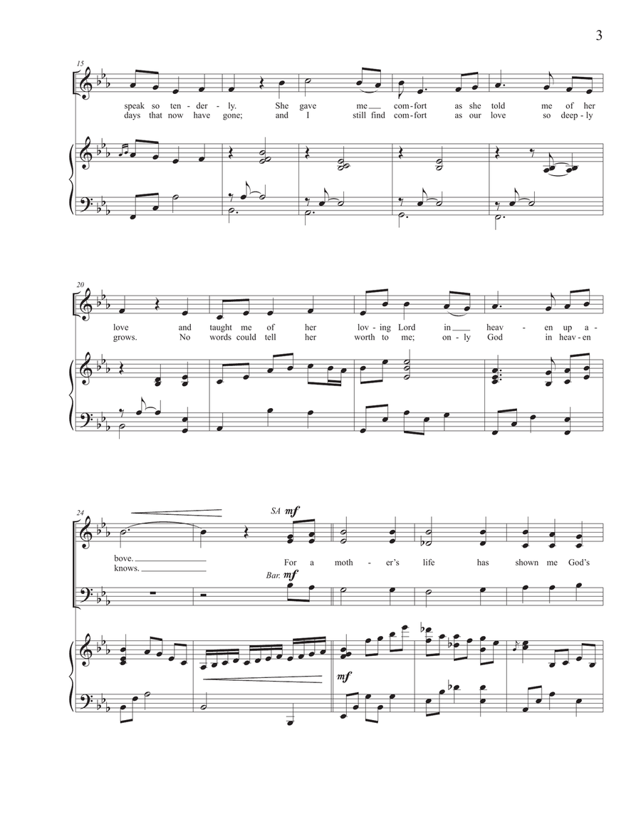 Mother's Day Song (SAB) 3-Part scores gallery preview page 3