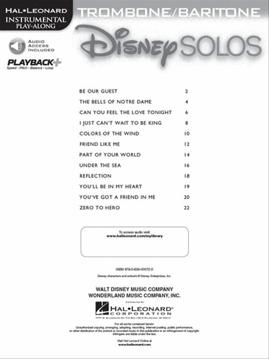 Disney Solos - Trombone Or Baritone Horn image number null