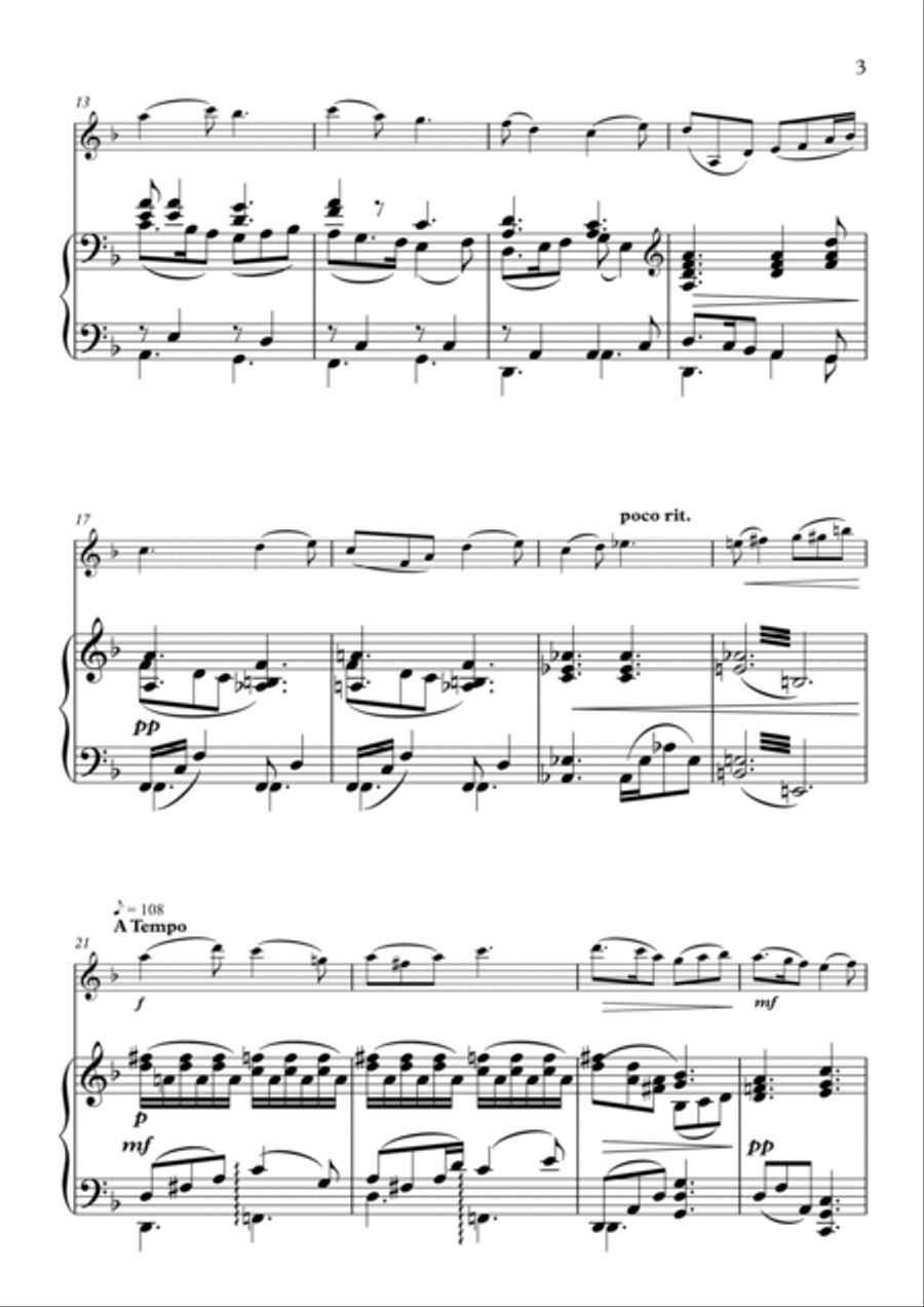 Andante For Solo Violin and Strings (Violin and Piano Arrangement)